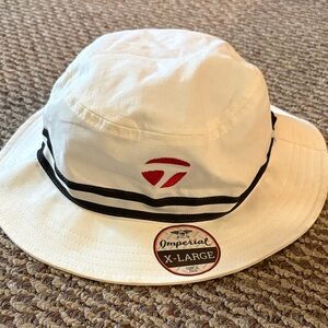 Imperial White Bucket Hat with Black Stripes
